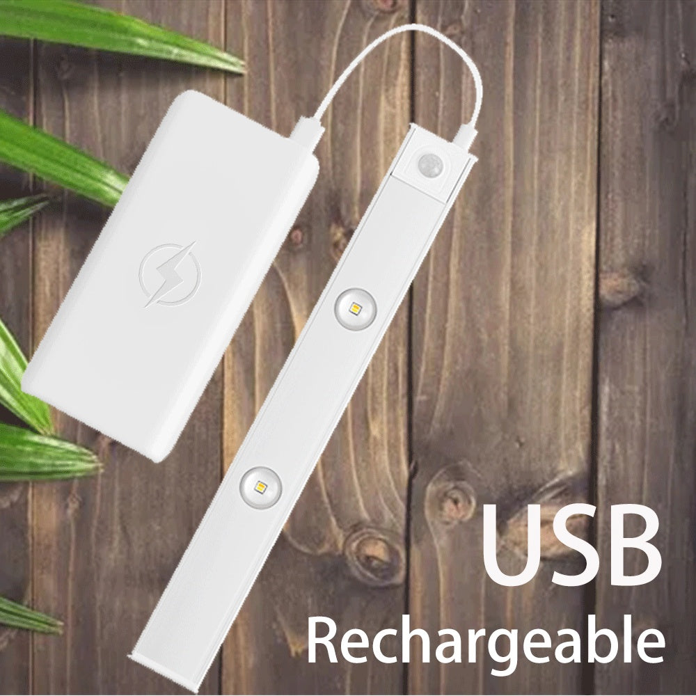 K & S | LED Lichtleiste mit Bewegungsmelder – Kabelloses USB Nachtlicht, ultradünn für Schrank, Küche & Schlafzimmer