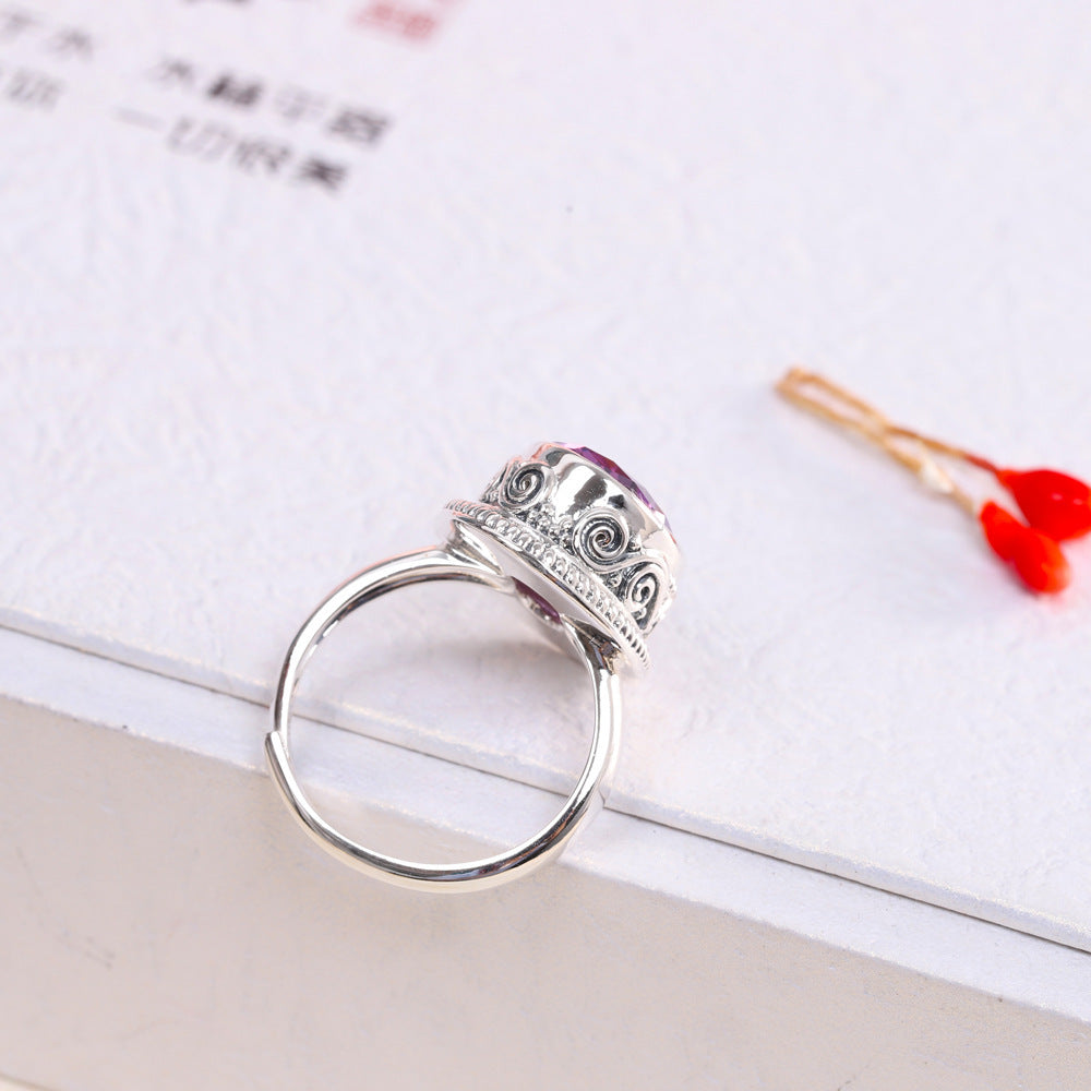 K & S | Damenring 925 Silber Verstellbar – Eleganter Ring mit Kristall Inlay Geometrisch