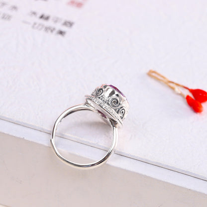 K & S | Damenring 925 Silber Verstellbar – Eleganter Ring mit Kristall Inlay Geometrisch