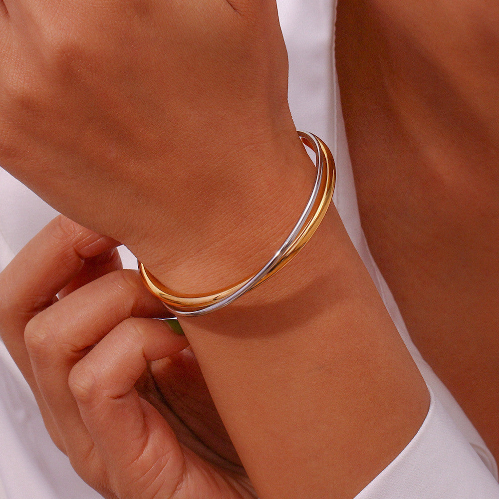 K & S | Edelstahl Armband 18K Vergoldet – Eleganter Schmuck mit Doppel Kreuz für Damen & Herren