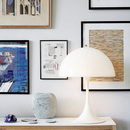 K & S | Designer Pilzlampe – Moderne weiße Tischlampe im Retro-Stil als stilvolle LED Nachttischlampe