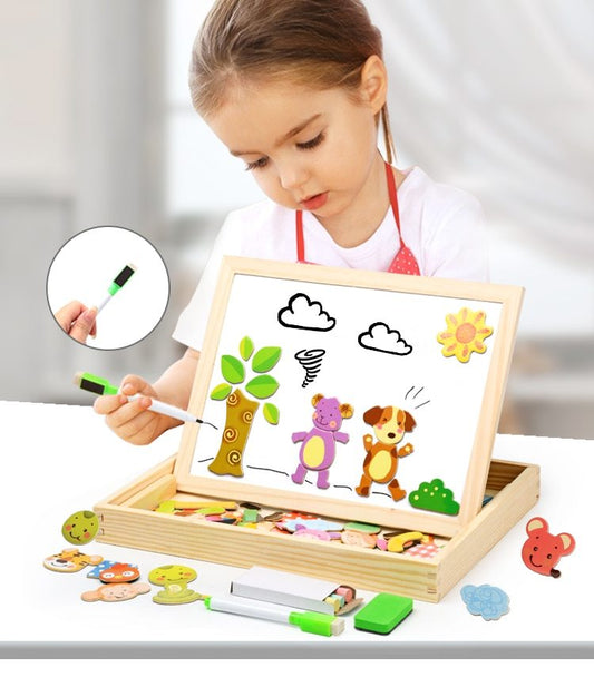 K & S | Magnetisches Holzpuzzle Kinder – Lernspielzeug mit Tieren & Zirkusmotiven