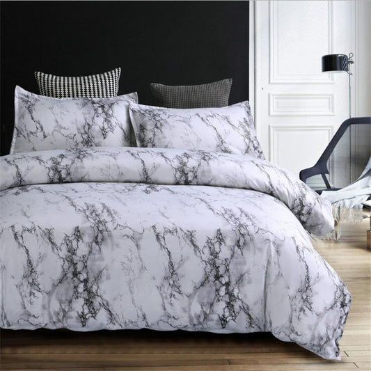 K & S | Bettwäsche Set 4-teilig – Marmor Design, elegante Polyester Bettwäsche, modern & pflegeleicht