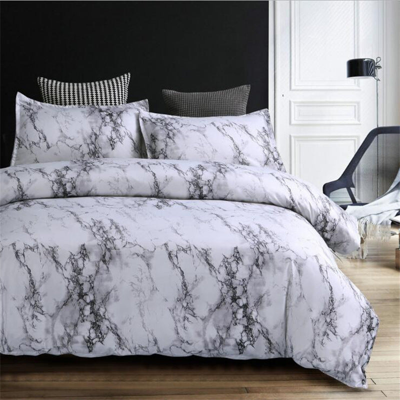 K & S | Bettwäsche Set 4-teilig – Marmor Design, elegante Polyester Bettwäsche, modern & pflegeleicht
