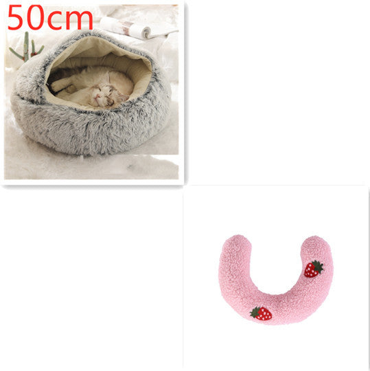 K & S | Rundes Kuschelbett für Hunde & Katzen aus Plüsch - Weiches & Waschbares Haustierbett für Winter & Zuhause