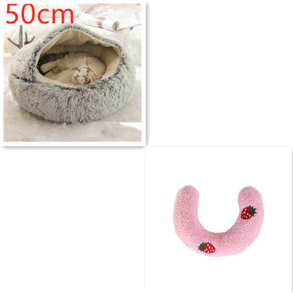 K & S | Rundes Kuschelbett für Hunde & Katzen aus Plüsch - Weiches & Waschbares Haustierbett für Winter & Zuhause