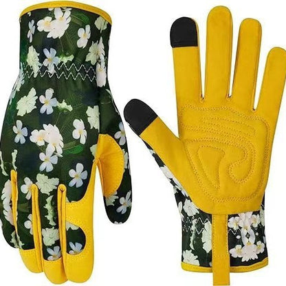 K & S | Mikrofaser Gartenhandschuhe mit Blumenmuster - Bequemer Schutz für Pflanzen, Unkraut & Gartenarbeit