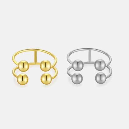 K & S | Damenring 925 Silber Verstellbar – Moderner U-Förmiger Kugelring Eleganter Schmuck