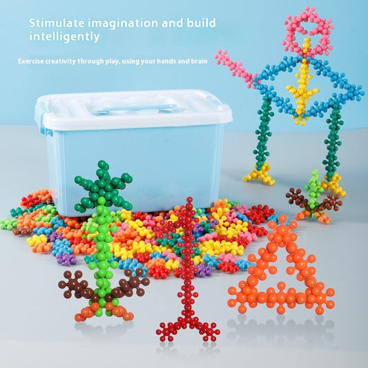 K & S | 3D Drehbare Schneeflocken-Bausteine für Kinder - Kreatives Lernspielzeug & Konstruktionsspiel