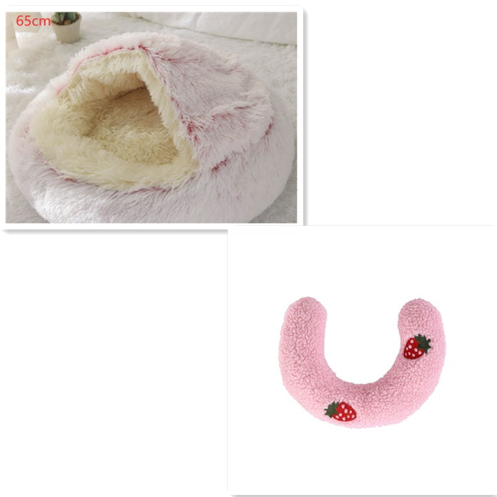 K & S | Rundes Kuschelbett für Hunde & Katzen aus Plüsch - Weiches & Waschbares Haustierbett für Winter & Zuhause