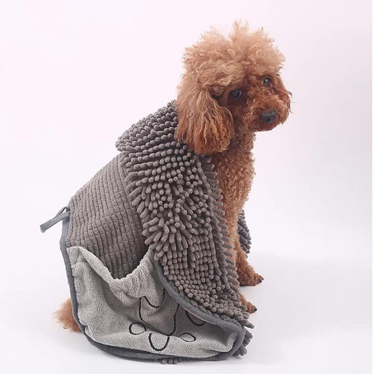 K & S | Extra Saugfähiges Chenille Haustierhandtuch - Weiches & Waschbares Trockentuch für Hunde & Katzen