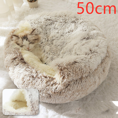 K & S | Rundes Kuschelbett für Hunde & Katzen aus Plüsch - Weiches & Waschbares Haustierbett für Winter & Zuhause