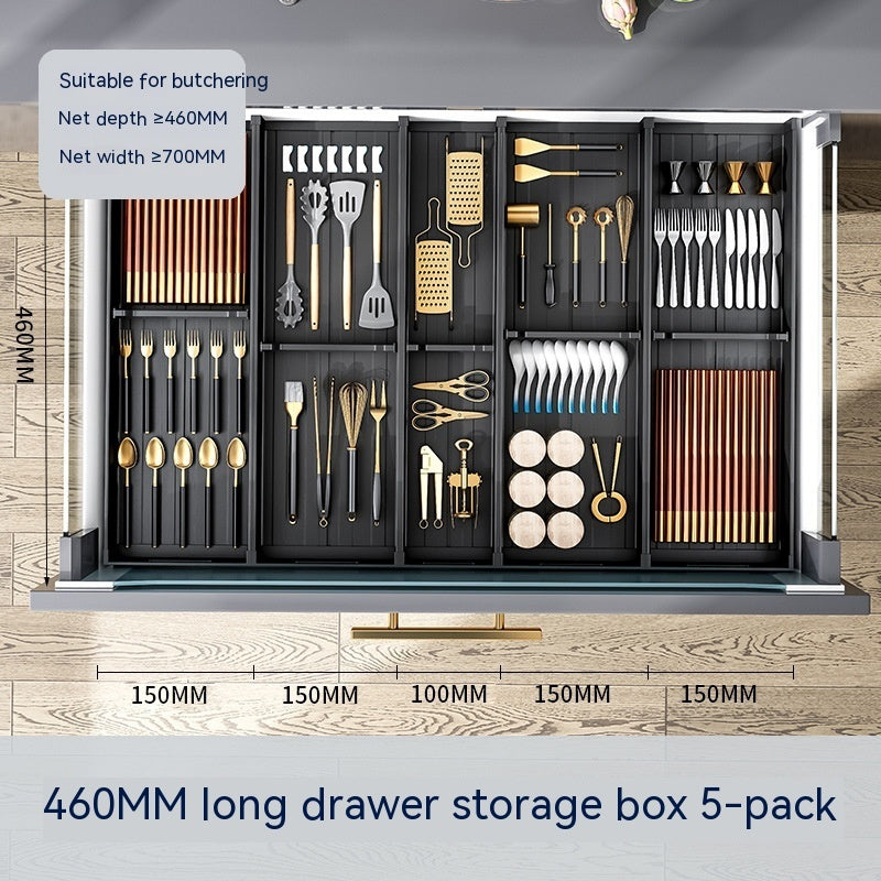 K & S | Schubladen Organizer Aluminium 4-lagig – Platzsparend & Ohne Bohren für Küche & Bad