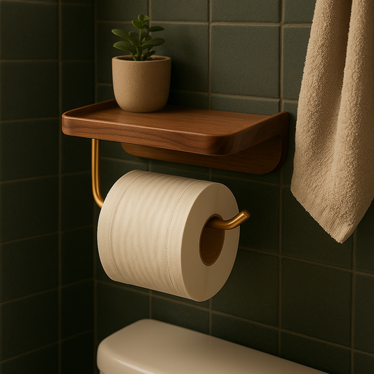 K & S | Toilettenpapierhalter Wandmontiert Massivholz – Rustikal & Modern für Bad & WC