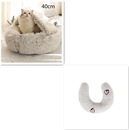 K & S | Rundes Kuschelbett für Hunde & Katzen aus Plüsch - Weiches & Waschbares Haustierbett für Winter & Zuhause