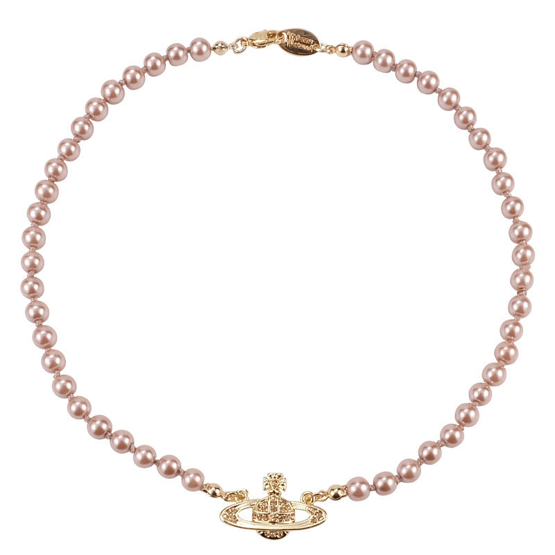 K & S | Damen Halskette mit Perlen & Satinband – Eleganter Schmuck für Alltag & Anlass