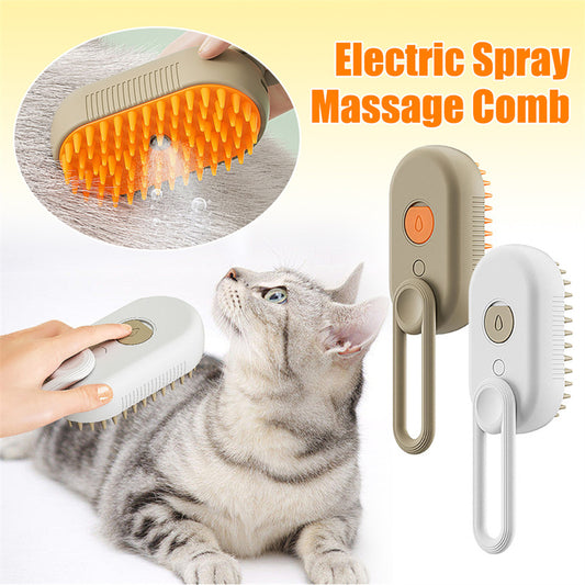 K & S | 3-in-1 Elektrische Dampf-Tierbürste - Fellpflege, Massage & Haarentfernung für Hunde & Katzen