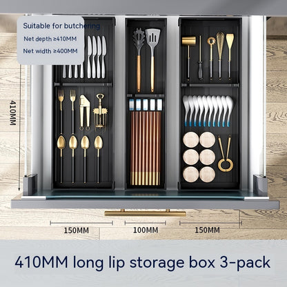 K & S | Schubladen Organizer Aluminium 4-lagig – Platzsparend & Ohne Bohren für Küche & Bad