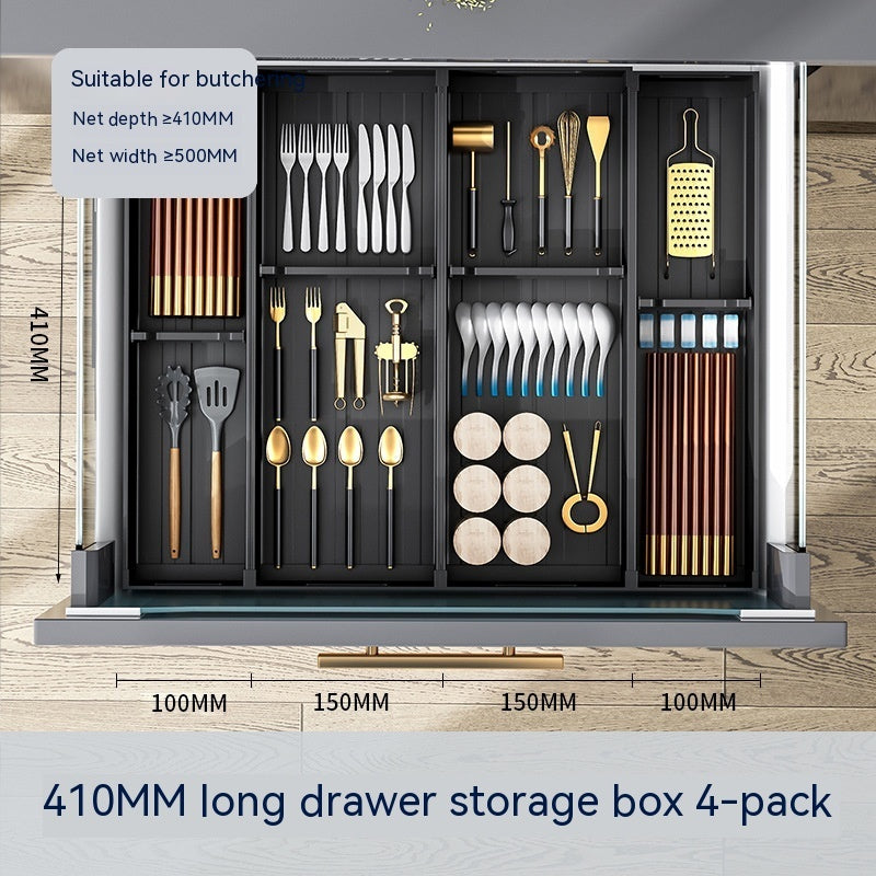 K & S | Schubladen Organizer Aluminium 4-lagig – Platzsparend & Ohne Bohren für Küche & Bad