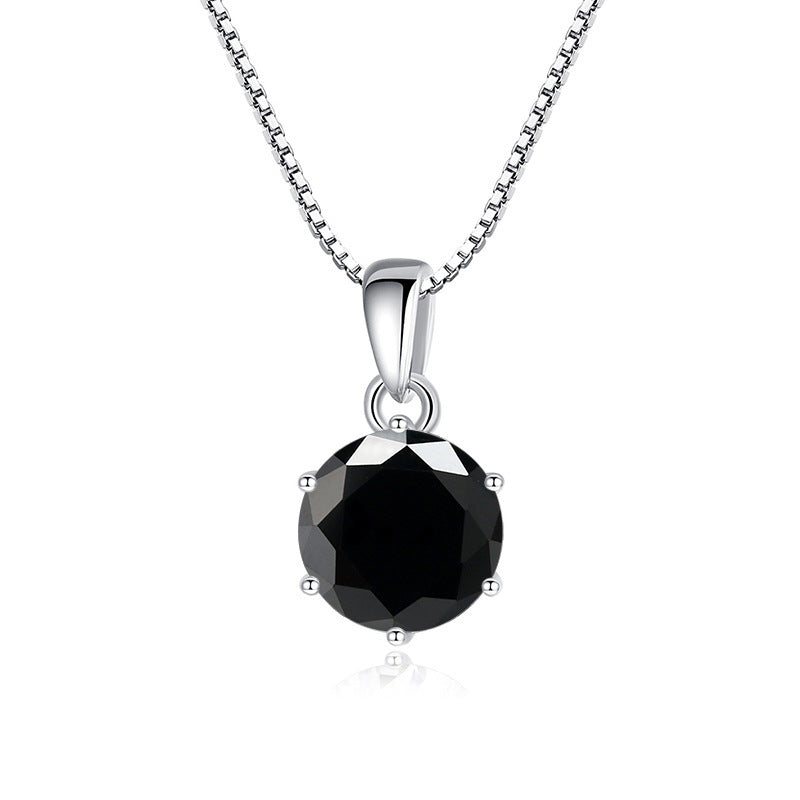 K & S | Damen Halskette 925 Silber mit Rundem Moissanit – Eleganter Funkelnder Schmuck Anhänger
