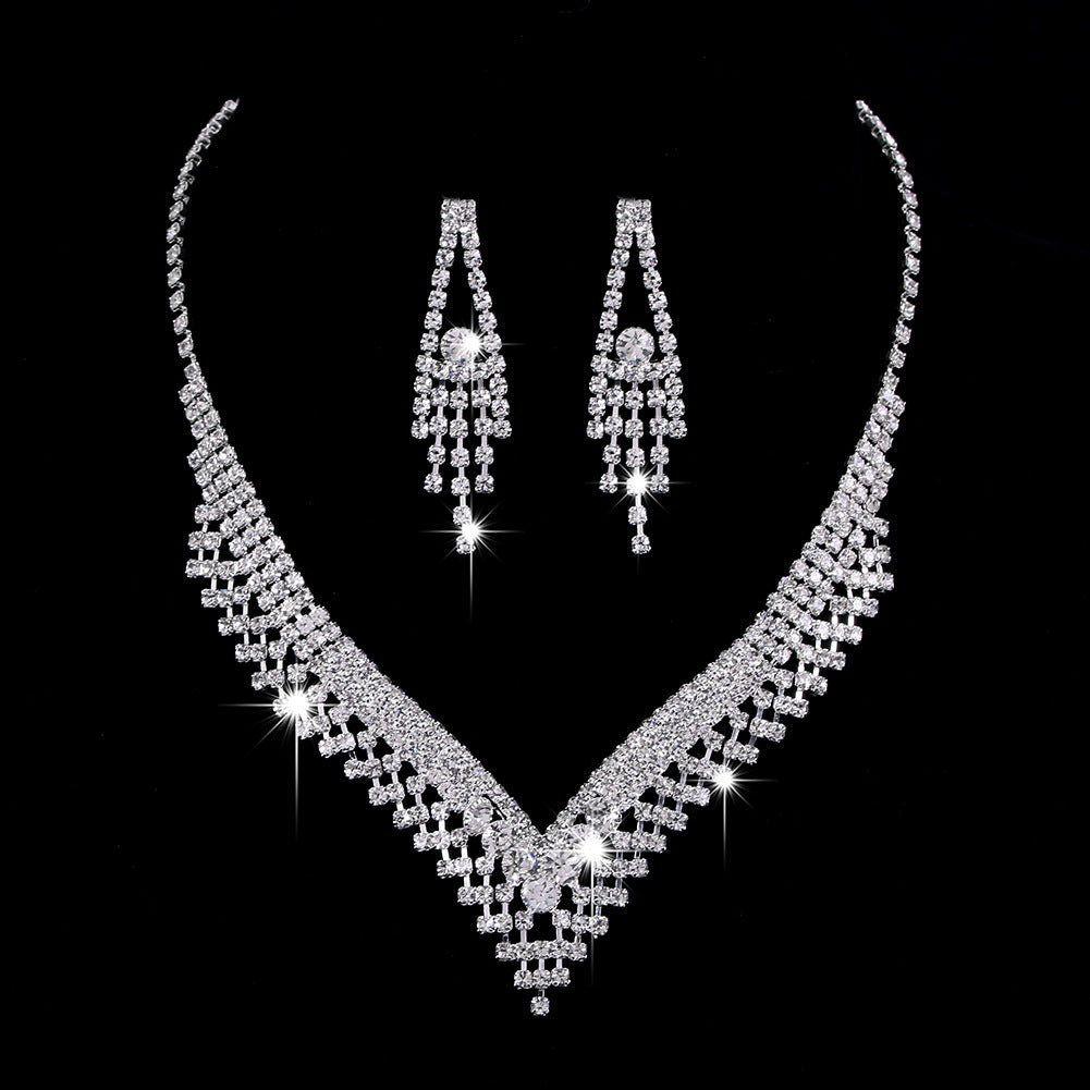 K & S | Damen Schmuckset Zirkonia – Elegante Halskette & Ohrringe mit Tropfen Anhänger