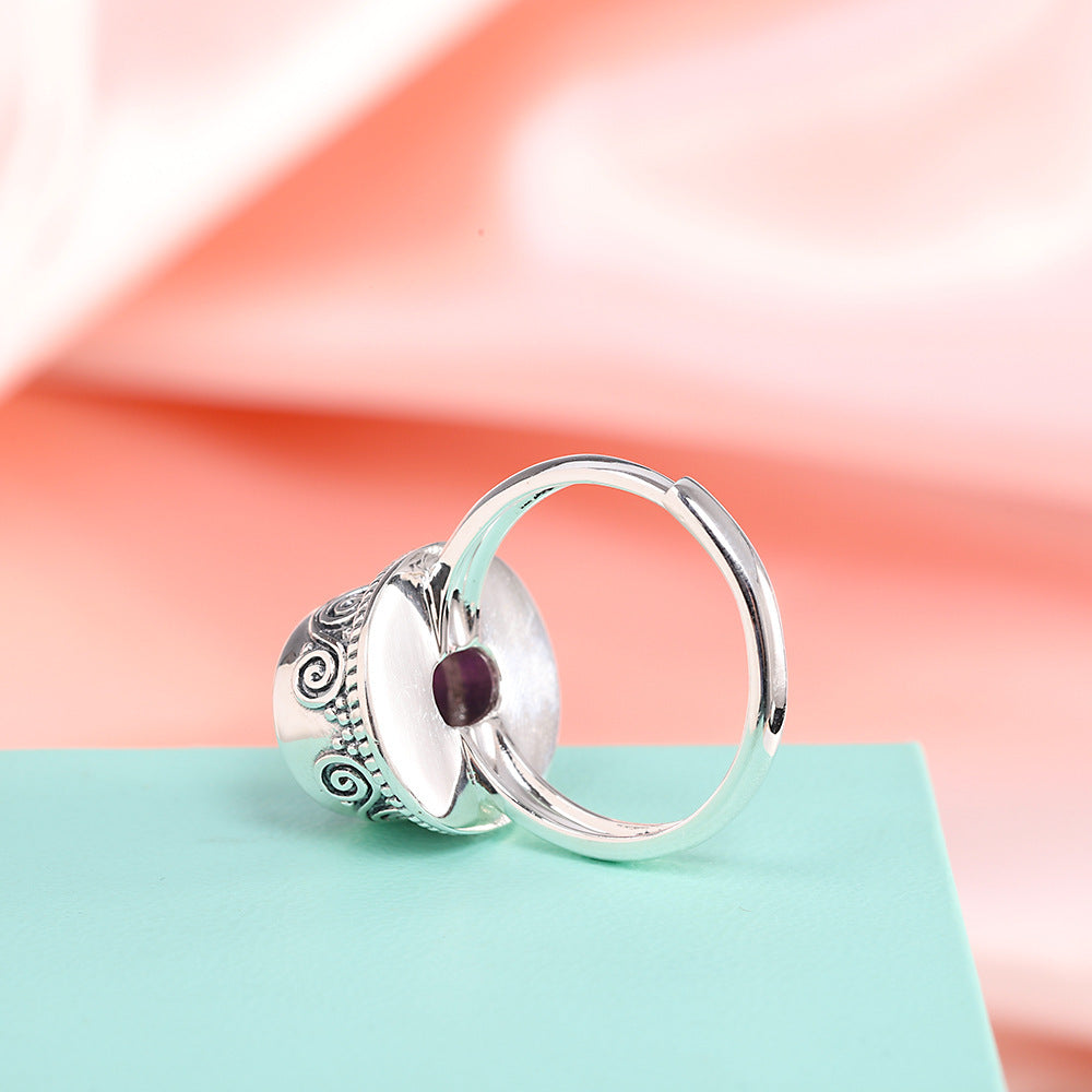 K & S | Damenring 925 Silber Verstellbar – Eleganter Ring mit Kristall Inlay Geometrisch