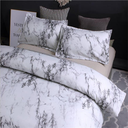 K & S | Bettwäsche Set 4-teilig – Marmor Design, elegante Polyester Bettwäsche, modern & pflegeleicht
