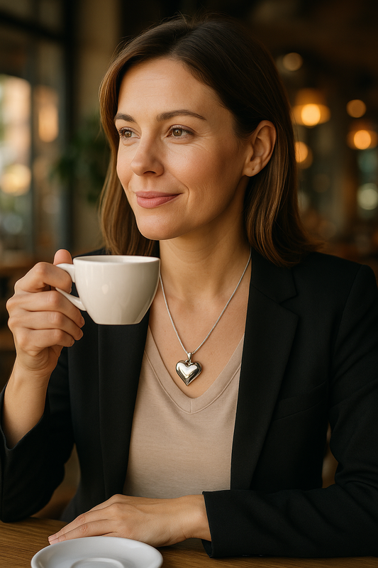 K & S | Damen Halskette Titanstahl mit Herz Anhänger – Eleganter & Vielseitiger Schmuck