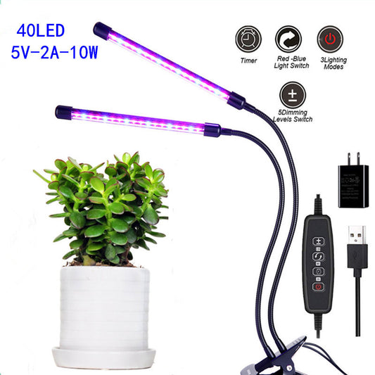 K & S | LED Pflanzenlampe USB – 40 LEDs Wachstumslampe mit Timer & Dimmer für Zimmerpflanzen