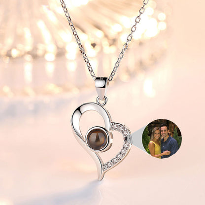 K & S | Damen Halskette 925 Silber Herz Anhänger – Personalisierter Schmuck mit Fotoprojektion