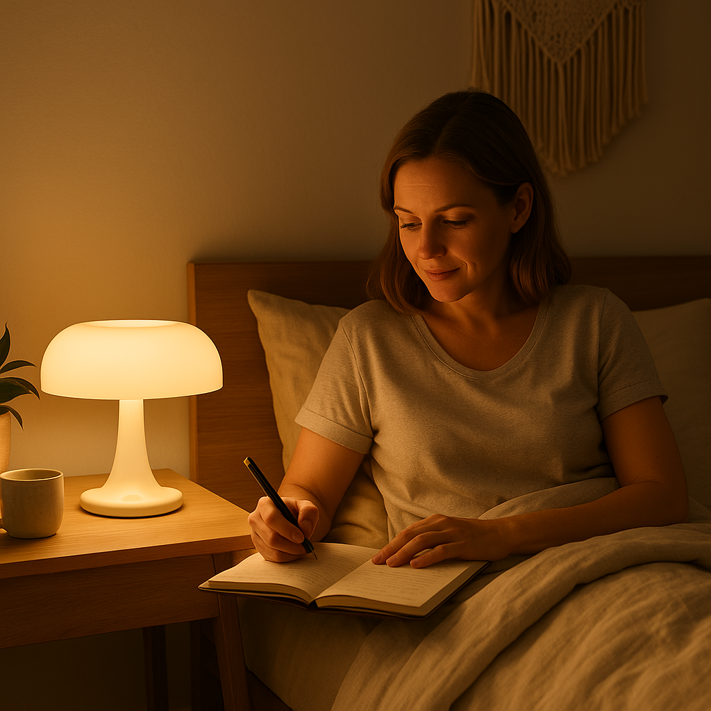 K & S | Designer Pilzlampe – Nordische Retro Tischlampe als warme LED Nachttischlampe fürs Schlafzimmer & Wohnzimmer