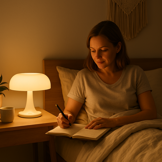 K & S | Designer Pilzlampe – Nordische Retro Tischlampe als warme LED Nachttischlampe fürs Schlafzimmer & Wohnzimmer
