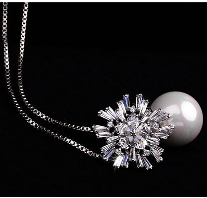 K & S | Damen Halskette Vergoldet mit Perlen & Zirkonia – Eleganter Schmuck & Geschenkidee