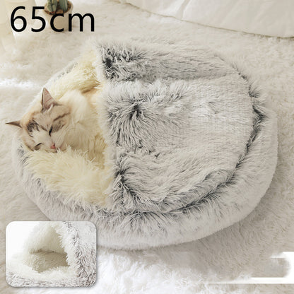 K & S | Rundes Kuschelbett für Hunde & Katzen aus Plüsch - Weiches & Waschbares Haustierbett für Winter & Zuhause