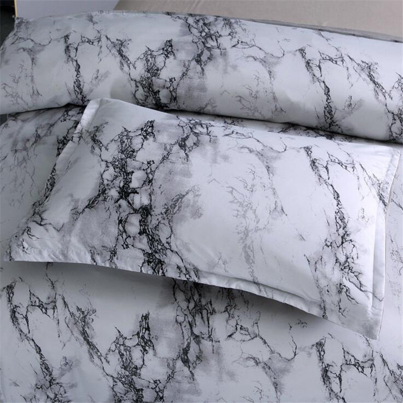 K & S | Bettwäsche Set 4-teilig – Marmor Design, elegante Polyester Bettwäsche, modern & pflegeleicht