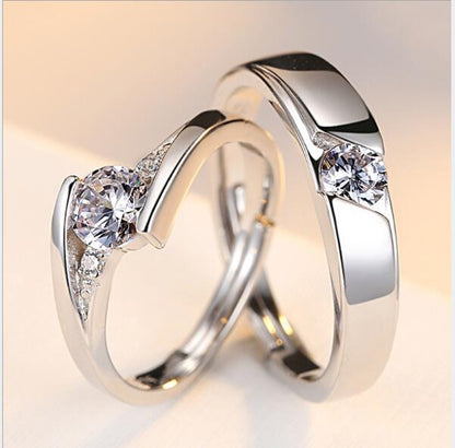 K & S | Partnerringe 925 Silber mit Zirkonia & Gravur – Verstellbare Elegante Schmuck Ringe