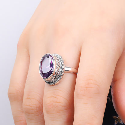 K & S | Damenring 925 Silber Verstellbar – Eleganter Ring mit Kristall Inlay Geometrisch