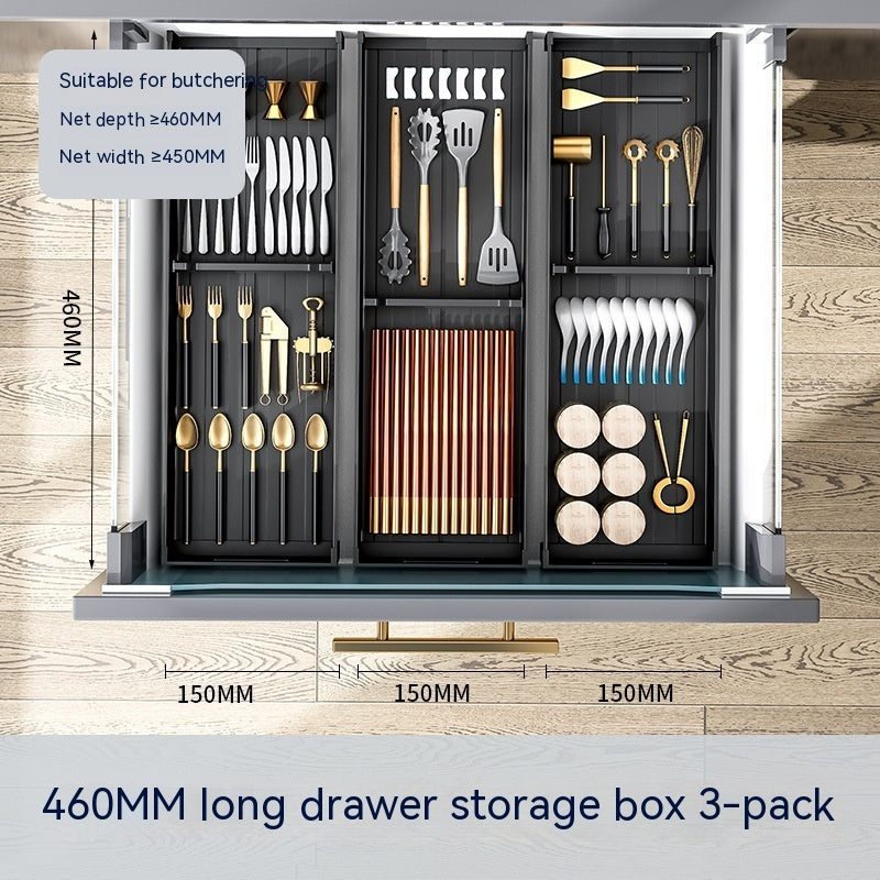K & S | Schubladen Organizer Aluminium 4-lagig – Platzsparend & Ohne Bohren für Küche & Bad