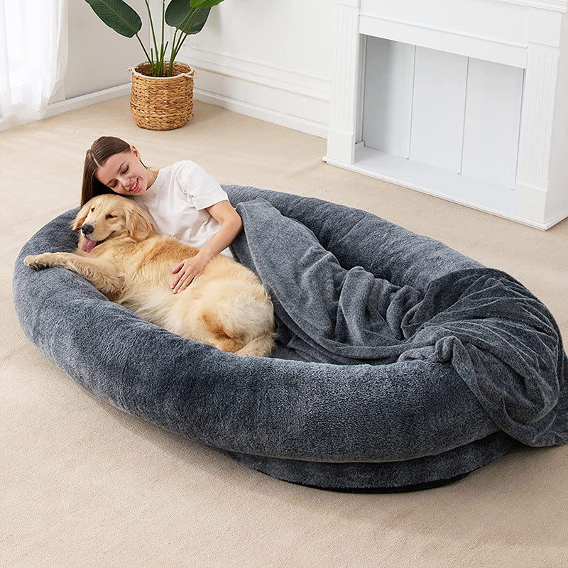 K & S | Großes Plüsch-Hundebett für Menschen - Bequemes & Waschbares Kuschelbett für Erwachsene