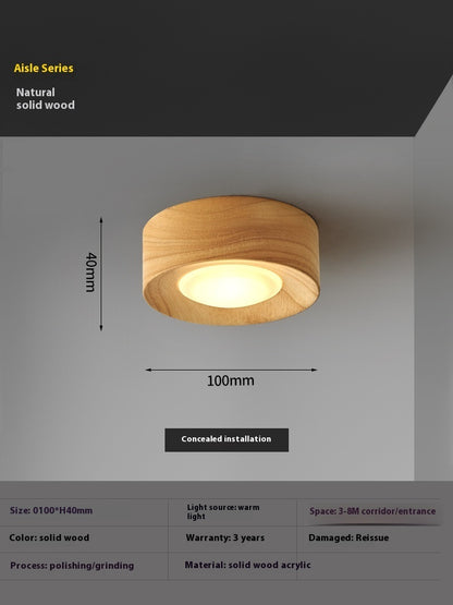 K & S | LED Deckenstrahler – Runde Deckenlampe aus Walnussholz im modernen Design