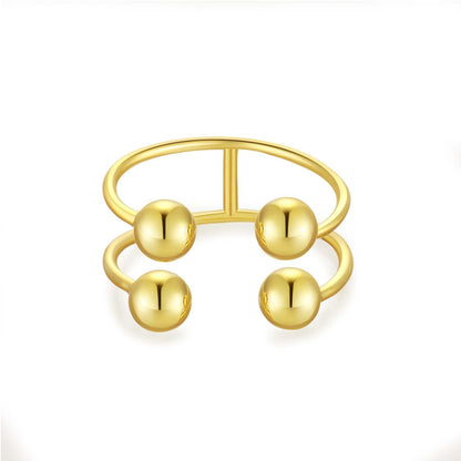 K & S | Damenring 925 Silber Verstellbar – Moderner U-Förmiger Kugelring Eleganter Schmuck
