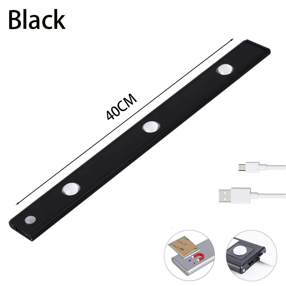 K & S | LED Lichtleiste mit Bewegungsmelder – Kabelloses USB Nachtlicht, ultradünn für Schrank, Küche & Schlafzimmer