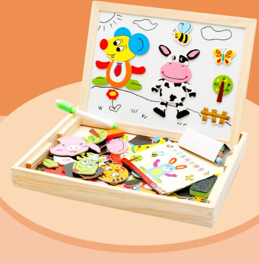 K & S | Magnetisches Holzpuzzle Kinder – Lernspielzeug mit Tieren & Zirkusmotiven