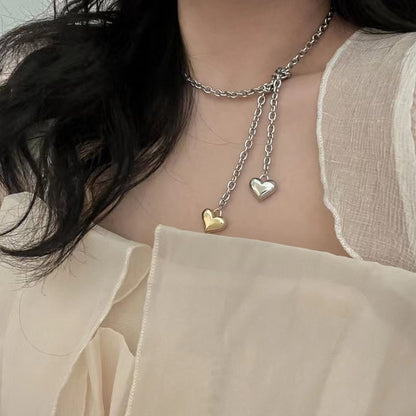 K & S | Damen Halskette Silber Lang mit Herz Anhänger – Eleganter Schmuck & Geschenkidee