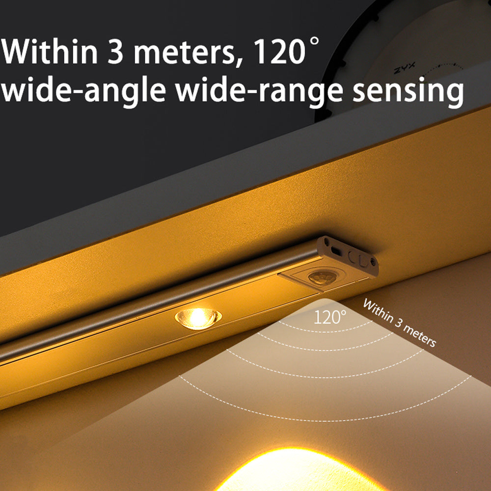 K & S | LED Lichtleiste mit Bewegungsmelder – Kabelloses USB Nachtlicht, ultradünn für Schrank, Küche & Schlafzimmer