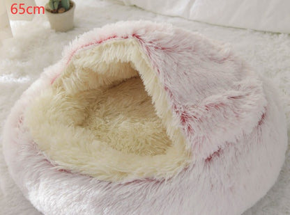 K & S | Rundes Kuschelbett für Hunde & Katzen aus Plüsch - Weiches & Waschbares Haustierbett für Winter & Zuhause