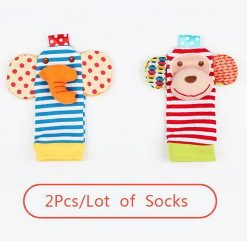 Dahlia – Weiche Baby-Rassel Socken & Handgelenkbänder, Plüsch, 0-12 Monate