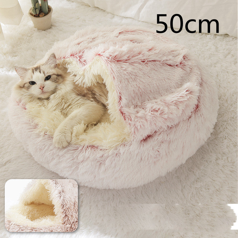 K & S | Rundes Kuschelbett für Hunde & Katzen aus Plüsch - Weiches & Waschbares Haustierbett für Winter & Zuhause