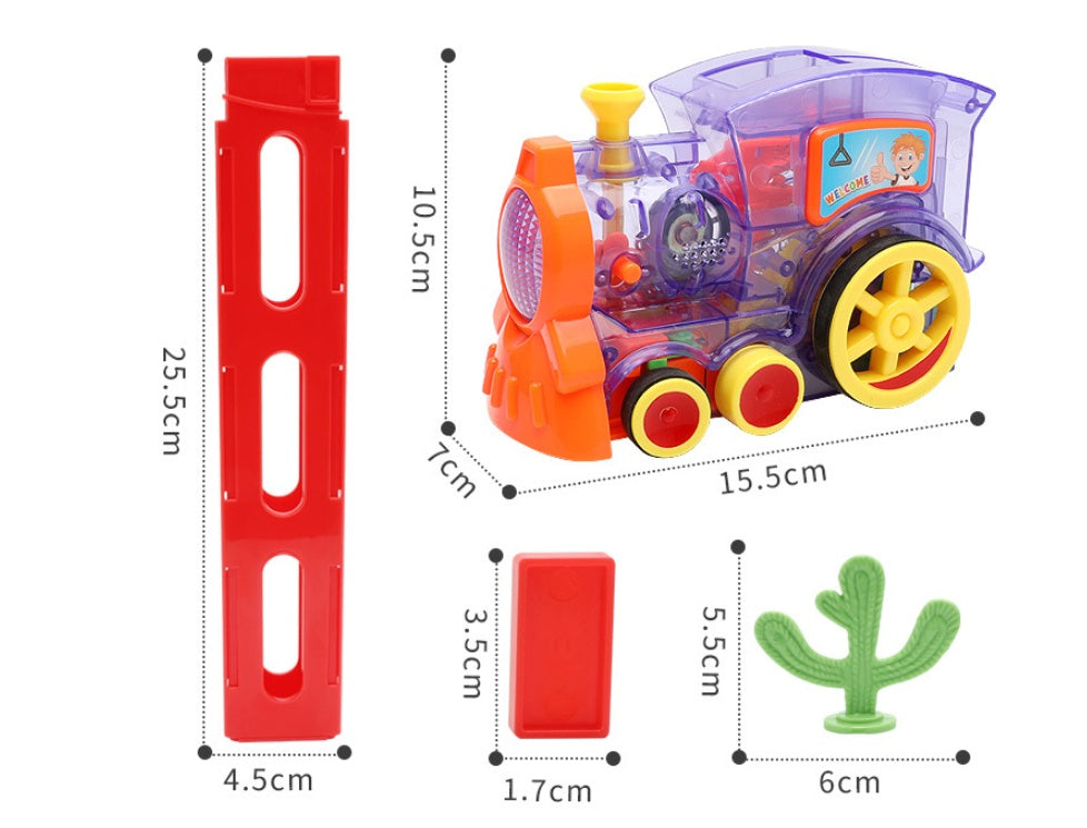 K & S | Automatischer Domino-Zug für Kinder - Kreatives Baustein & Puzzle-Spielzeug für Spaß & Lernen