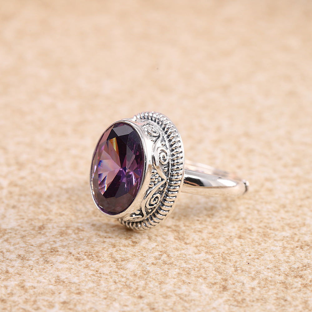 K & S | Damenring 925 Silber Verstellbar – Eleganter Ring mit Kristall Inlay Geometrisch